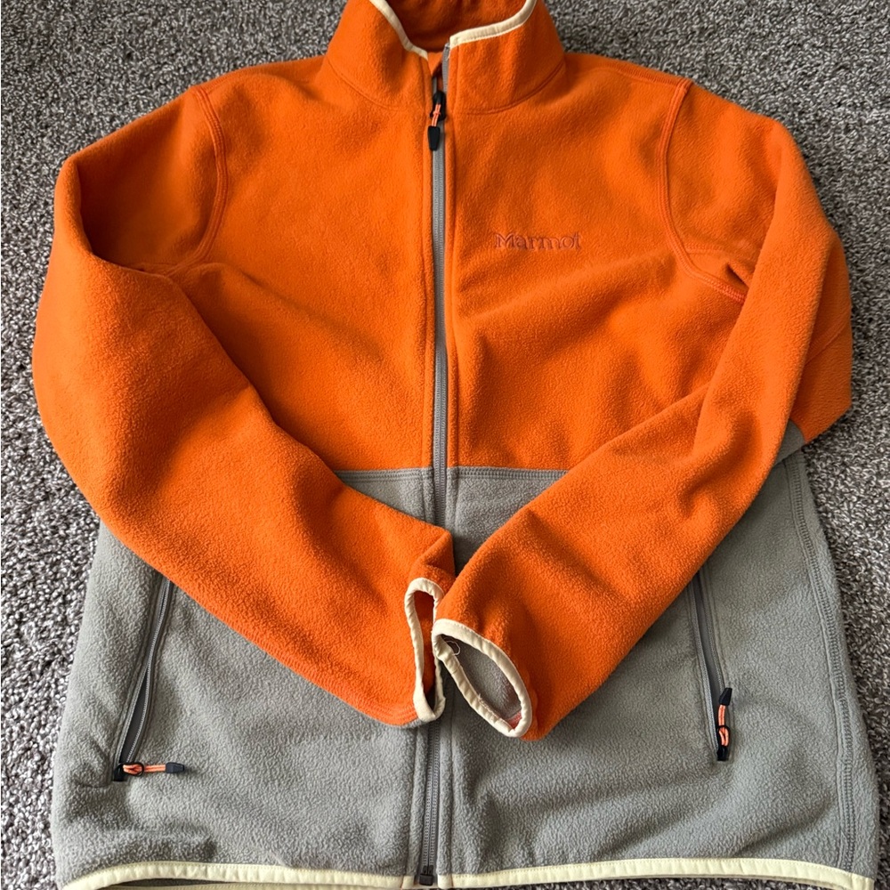 Marmot Two-Tone Orange and Gray Full Zip Fleece